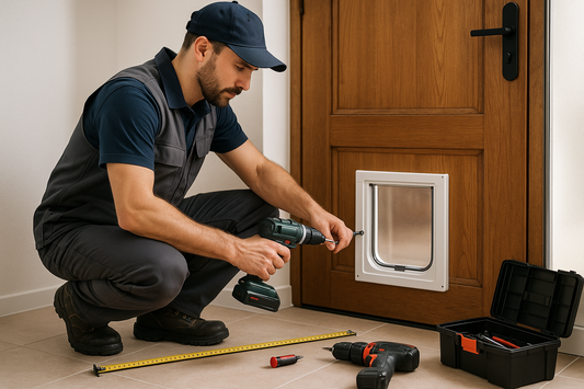 A man Pet Door Installation